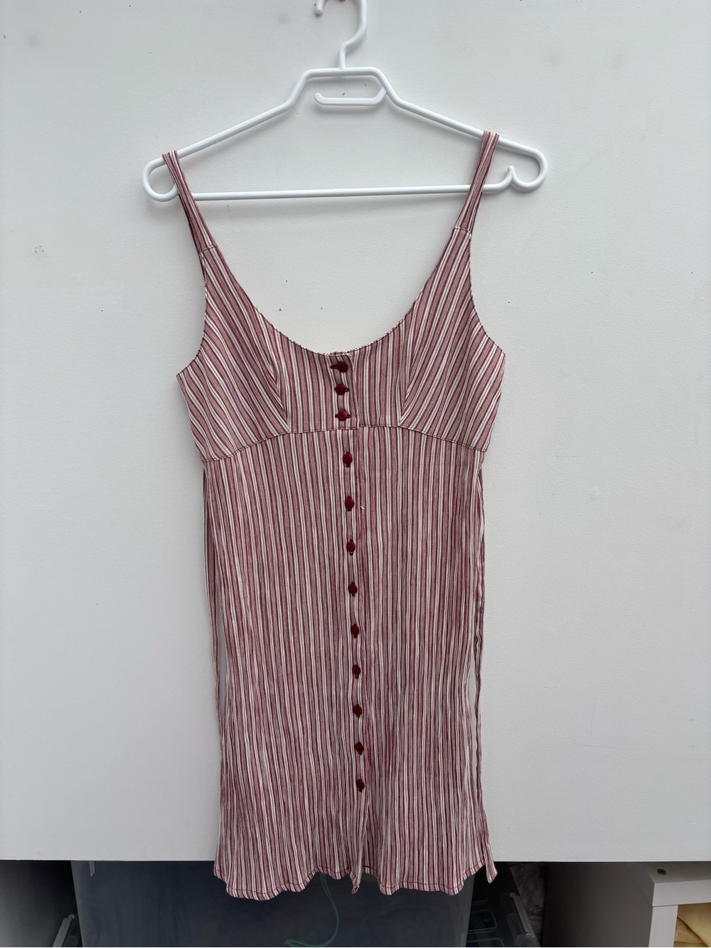 Striped Red Spaghetti Strap Button-Front Women's Top